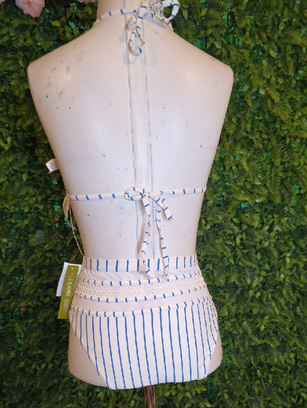 Gianni Bini White and Blue Striped High-Waist Bikini - Picture 6 of 6